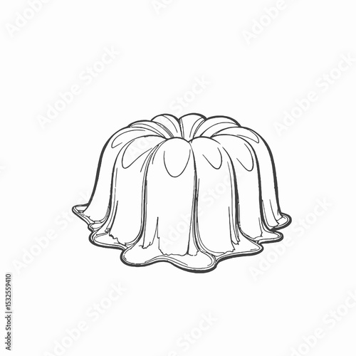 Gelatin dessert in classic mold on white background  