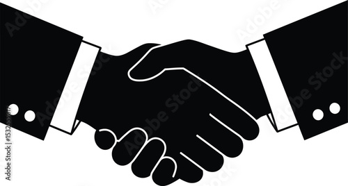 Adobe IlluMinimal Black & White Handshake Icon – Business Partnership Vector Illustration for Websites & Brandingstrator Artwork