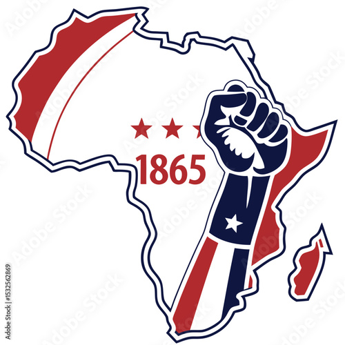 Vector outline celebrating Juneteenth, symbolizing freedom, emancipation, and African American heritage. Perfect for posters, apparel, education, and social justice campaigns.