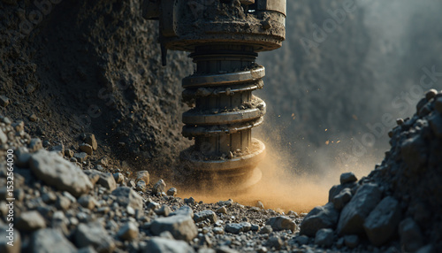 Drill Auger Boring Through Soil and Rocks