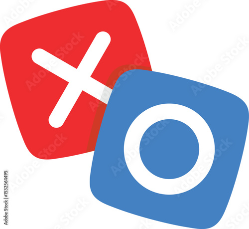 Card with O and X symbols used for quizzes, decisions, or guidance. Ideal for online events, quiz apps, approval/ban signs, or educational content.