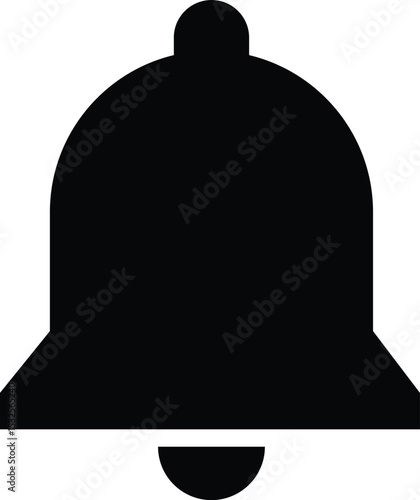 Solid black bell icon with sharp edges. Suitable for alert signs, muted notifications, or minimal UI. Versatile for web, apps, and banners.