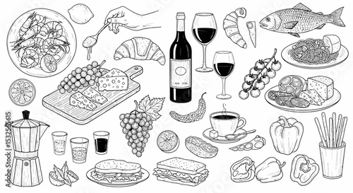 Assortment of Mediterranean Cuisine Dishes Food and Drink