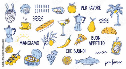 Aesthetic Summer Food Delights and Vacation Vibes Vector Illustration