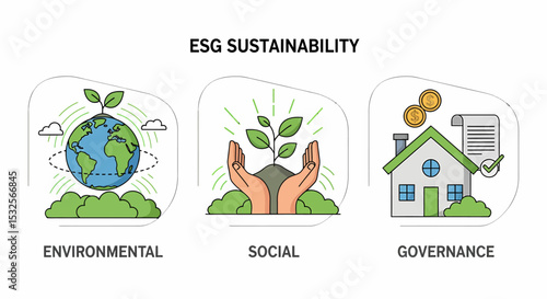 ESG Sustainability Factors Environmental Social and Governance Illustration