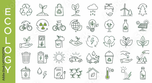 Green Energy and Environmental Icons Collection Vector Illustration Concept