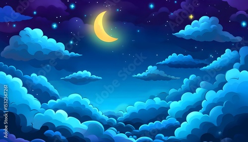 Night sky filled with clouds and stars.