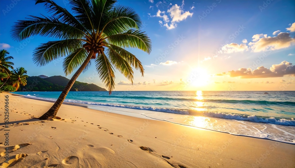 Obraz premium Tropical sunset beach scene (12)