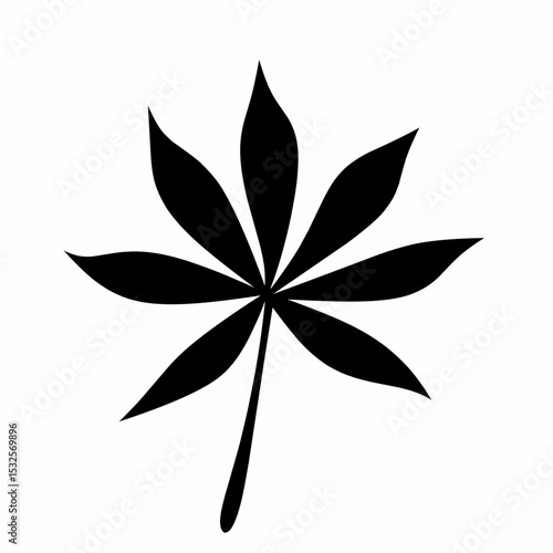 Black cassava leaf vector isolated on white background.