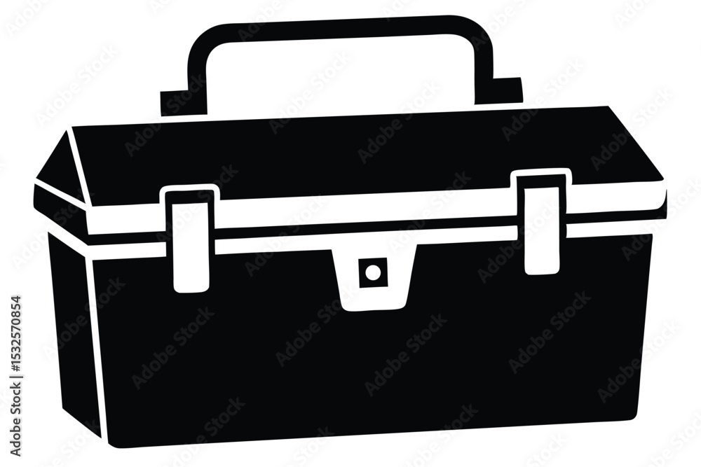 Isolated Black Toolbox Illustration Repair, Construction, and Storage Equipment for Handyman Use Isolated Black Toolbox Illustration Repair, Construction, and Storage Equipment for Handyman Use
