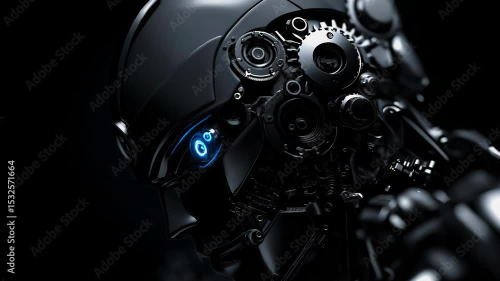 Futuristic Robot Head with Gears and Illuminated Eye for Technology Articles, Robotics Blogs, Science Fiction Concepts, and Digital Art Projects Futuristic Robot Head with Gears and Illuminated Eye for Technology Articles, Robotics Blogs, Science Fiction Concepts, and Digital Art Projects