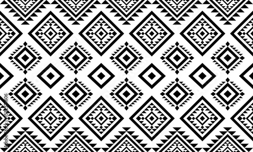 Wallpaper Mural Southwest Native seamless pattern ethnic tribal Aztec geometric Navajo Native American fabric black and white design vector for textile print Torontodigital.ca