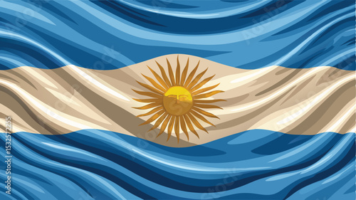 waving flag of argentina, illustration, vector art