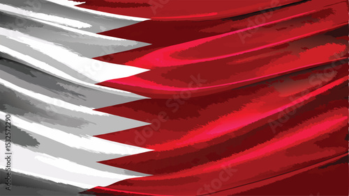 red and white stripes, bahrain wave flag illustration, vector art
