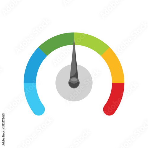 Progress bar with arrow icon in flat style. Meter gauge vector illustration on isolated background. Risk level sign business concept.