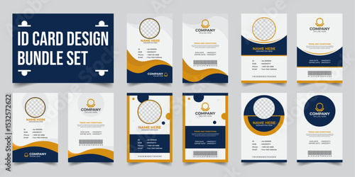Corporate colorful Employee Badge bundle set, Clean and Stylish, Professional ID Template for Office Employees, 5 set collection