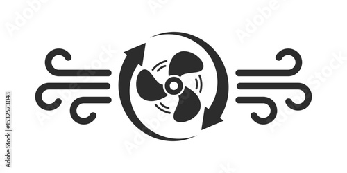 Ventilation icon in flat style. Fan airflow vector illustration on isolated background. Turbine rotation sign business concept.