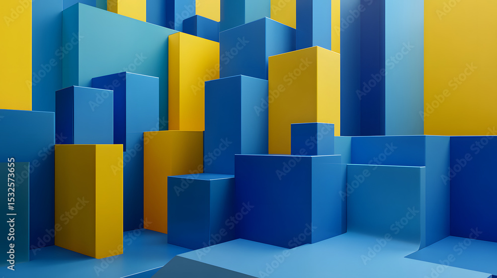 Obraz premium 3d rendering of blue and purple abstract geometric background. Scene for advertising, technology, showcase, banner, game, sport, cosmetic, business, metaverse. Sci-Fi Illustration. Product display
