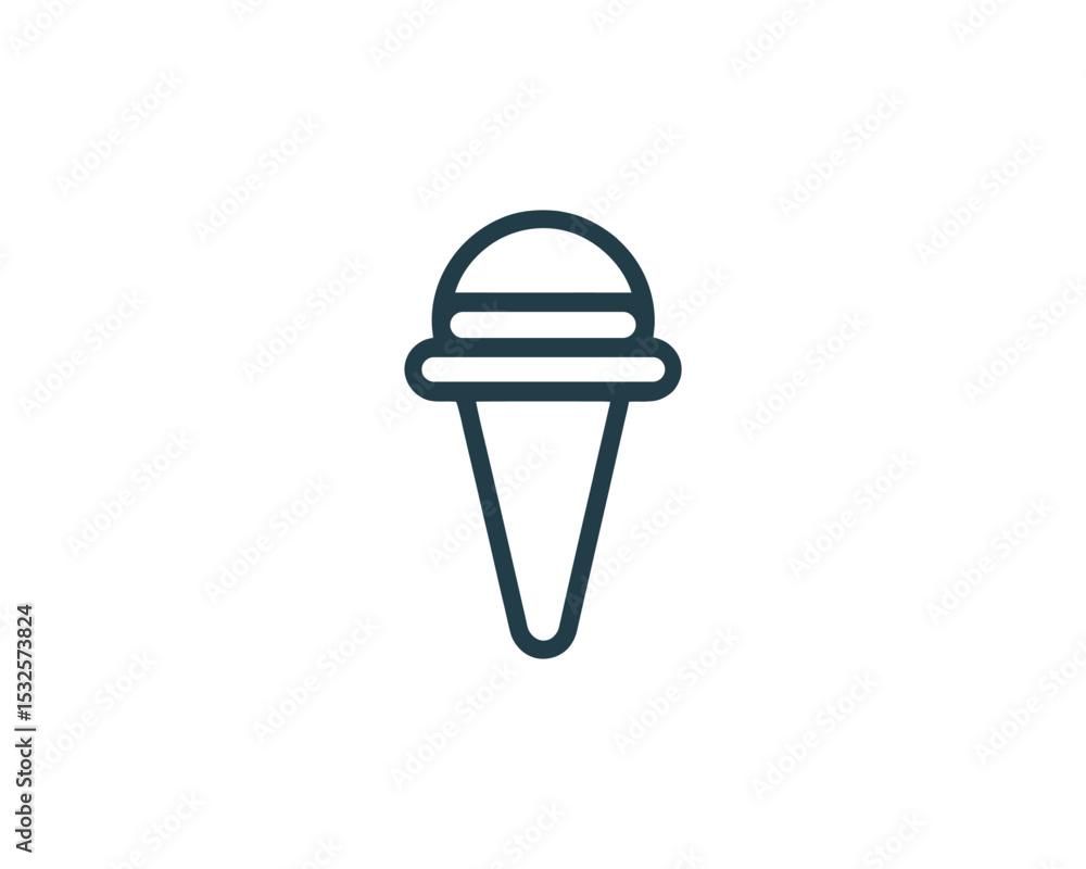 Flat minimal outline icon of ice cream Flat minimal outline icon of ice cream