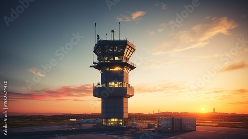 A photo of an air traffic control tower at an airport