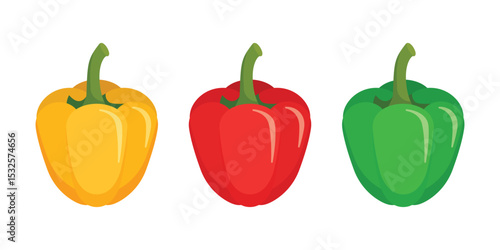 Pepper bell icon set collection in flat style. Fresh paprika vector illustration on isolated background. Healthy food sign business concept.