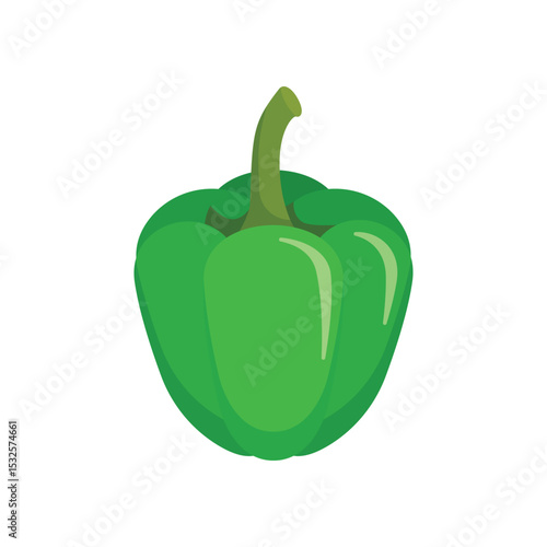 Green pepper bell icon in flat style. Fresh paprika vector illustration on isolated background. Healthy food sign business concept.