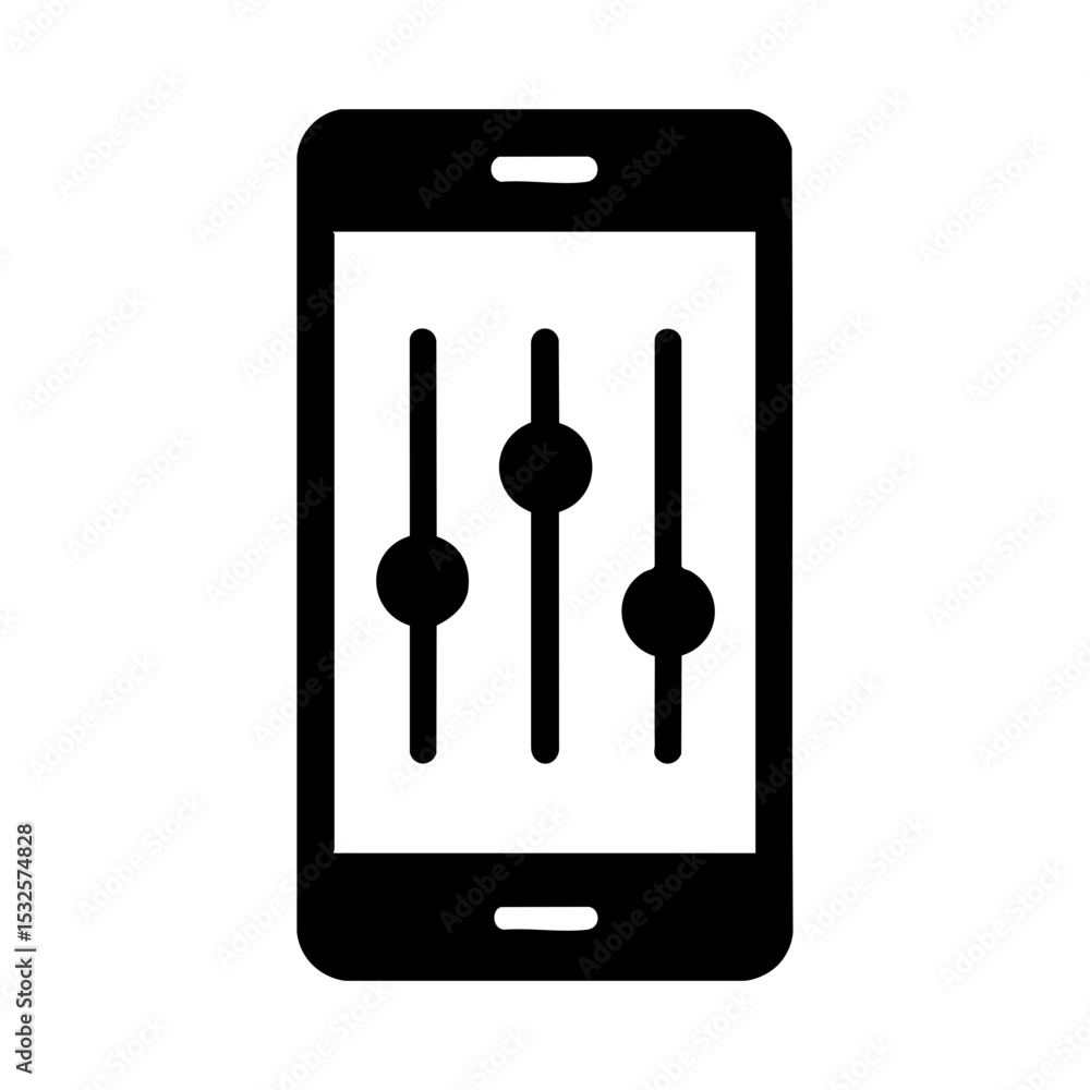 Mobile settings icon with slider controls Mobile settings icon with slider controls
