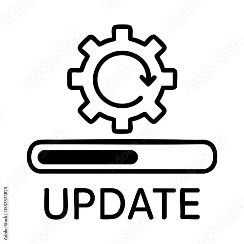 System update icon with progress and gear symbol