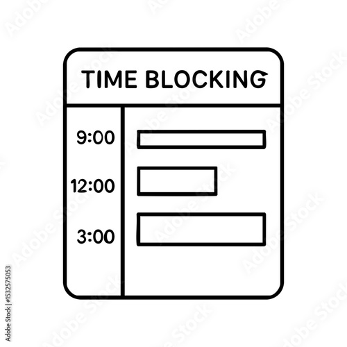 Time blocking schedule icon for focused task and productivity planning