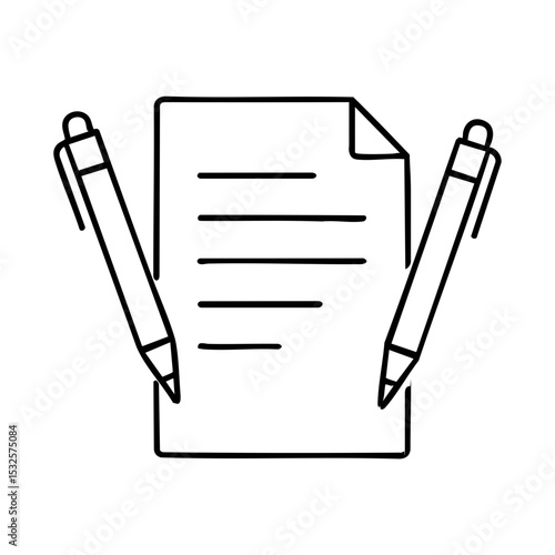 Paper with pens icon for writing editing and note taking