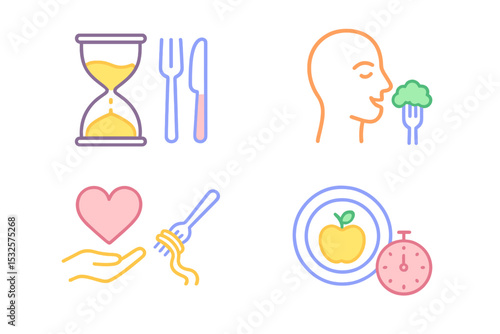 Neon symbols of nutrition and eating habits
