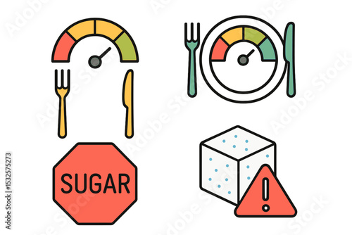 Symbolic icons of dietary awareness: sugar intake and healthy balance
