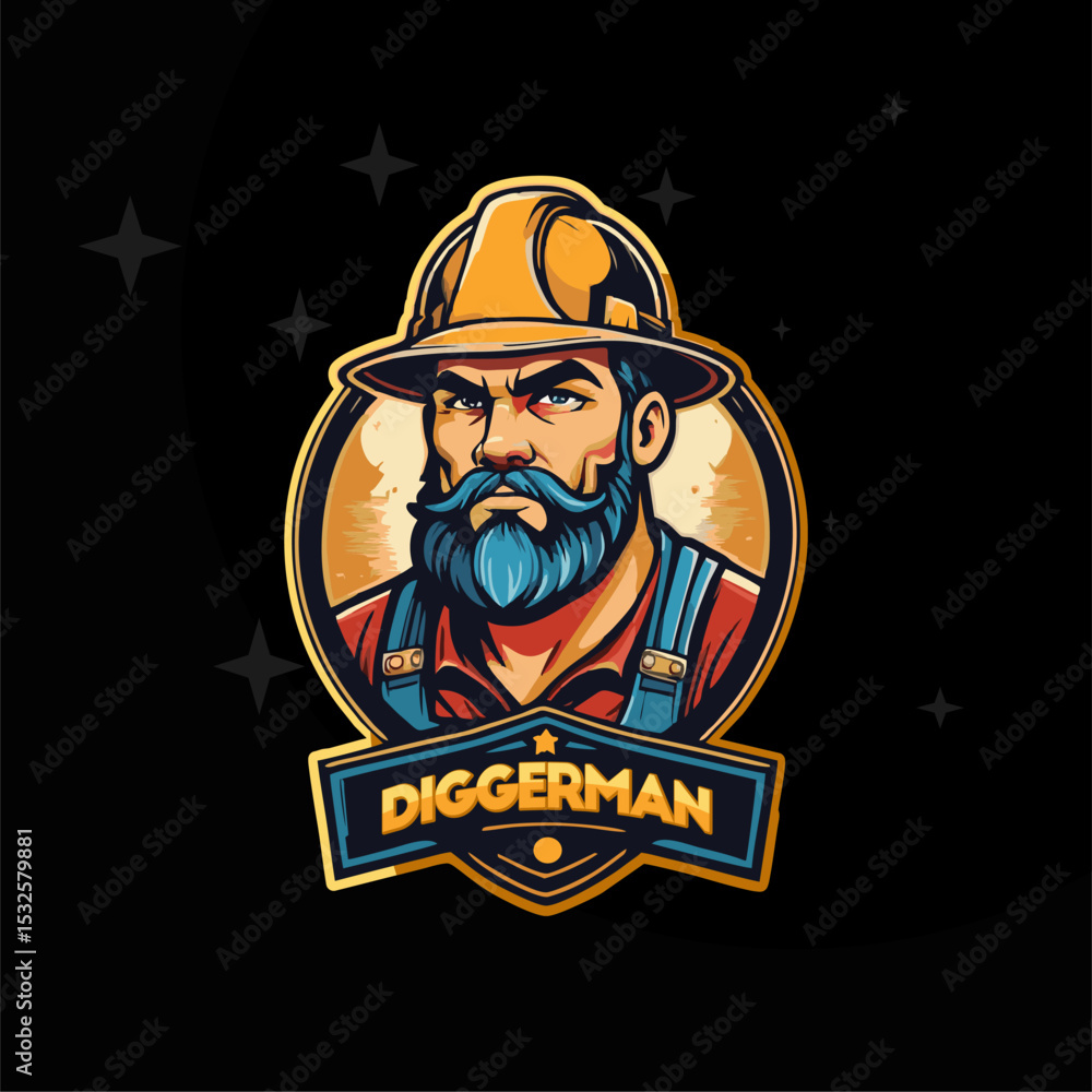 Illustration of a digger. Esport Logo Design Illustration of a digger. Esport Logo Design