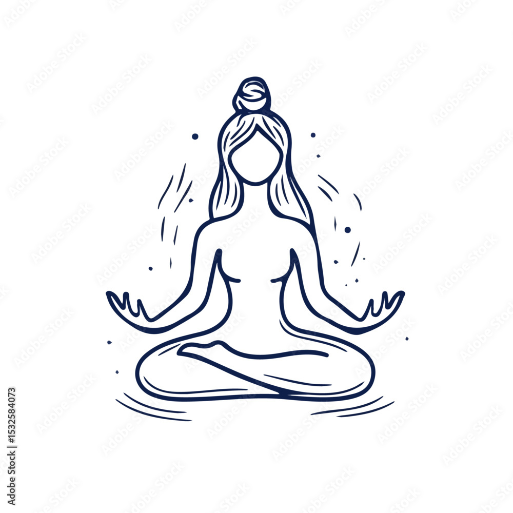2D flat vector illustration of Mindfulness Doodle, isolated on a white background. 2D flat vector illustration of Mindfulness Doodle, isolated on a white background.