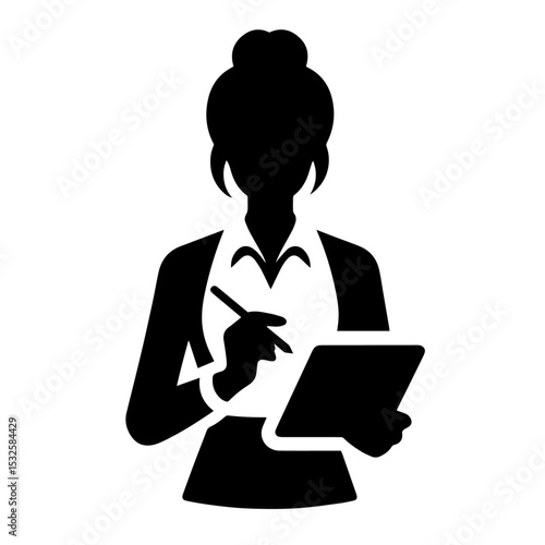 Black and white vector silhouette of a Teacher/Professor  on white background