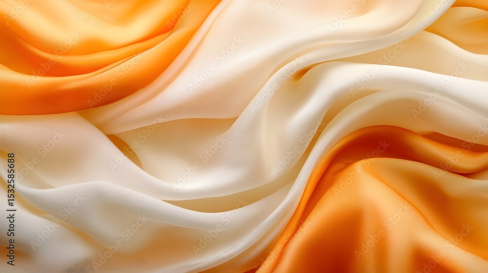 Smooth flowing silk fabric in shades of orange and cream. Smooth flowing silk fabric in shades of orange and cream.