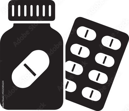 Pain Killer Icon Silhouette Vector Graphic