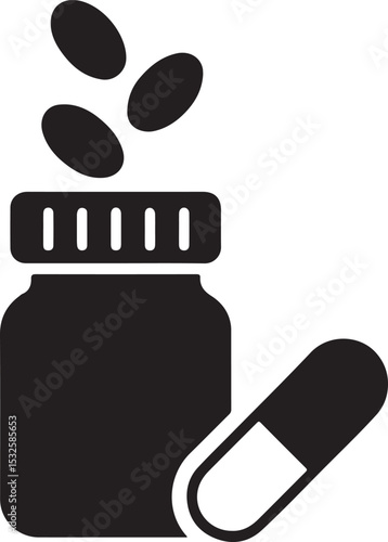 Pharmaceutical Pill Silhouette Vector Design