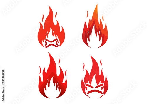 Stylized red flame illustration with sharp angular tips, symbolizing anger and intensity