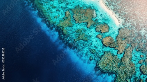 Fototapeta Naklejka Na Ścianę i Meble -  Aerial View of the Great Barrier Reef's Vibrant Coral Ecosystem