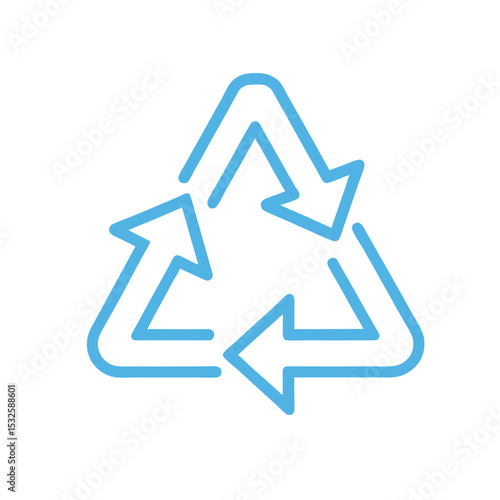 Recycling icon vector with universal arrow loop design. Ideal for eco projects, sustainability apps, waste management signs, packaging labels, and environmental campaigns.