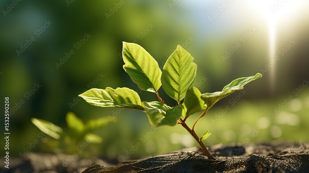 Obraz premium A photo of a fresh young leaf in spring.