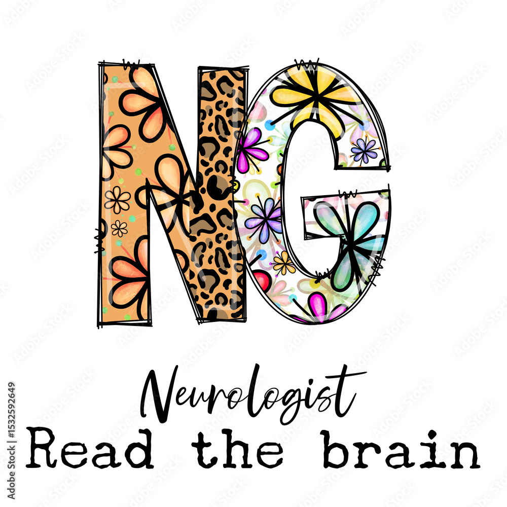 custom made wallpaper toronto digitalNeurologist Reads the Brain Design with Flowers and Leopard Print