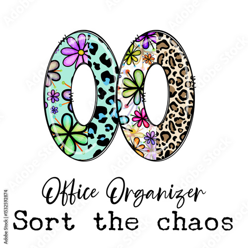 Office Organizer Sort the Chaos Floral Leopard Design