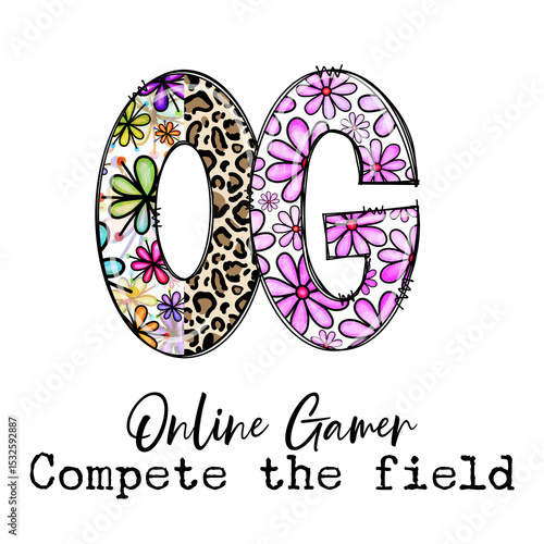 OG Online Gamer - Compete the Field - Floral Leopard Design