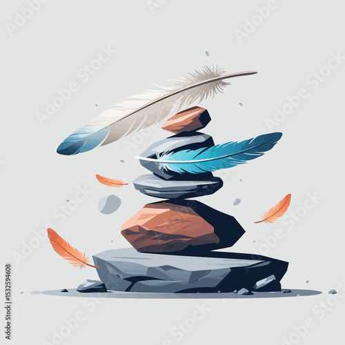 Concept of balance. Symbolic vector of strength and fragility in harmony.