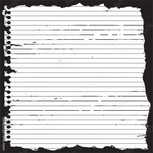Distressed Lined Notebook Paper on Black Background