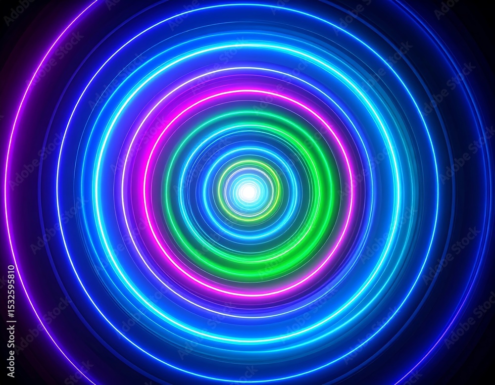 Neon circles radiating light Neon circles radiating light