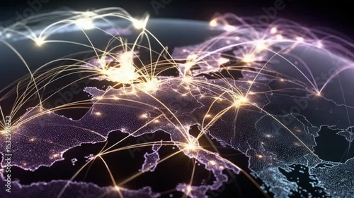 abstract graphic of vpn networks worldwide, centered at germany