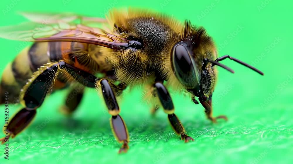 Honey bee macro on green screen Honey bee macro on green screen
